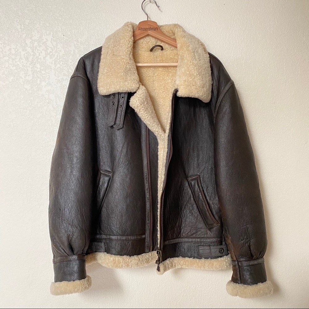 Men’s authentic b3 bomber jacket leather Shearling